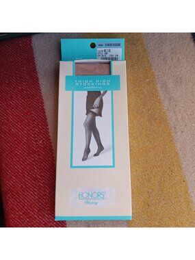 Thigh High Stockings With Sandalfoot Toe In Beige By Honors Hosiery One Size